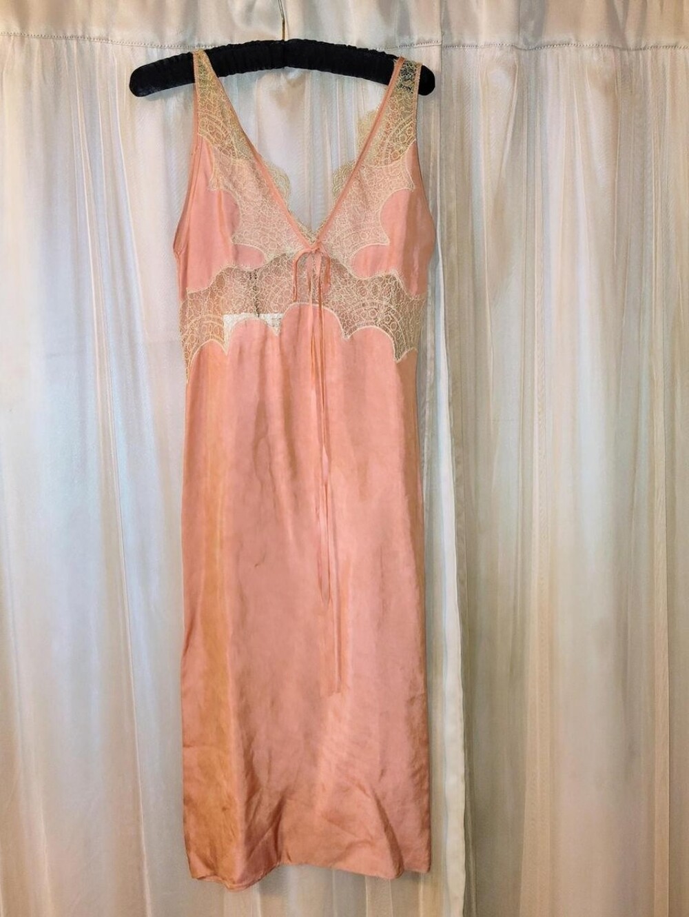 Zara by Willy Chavarria peach pink lace trim Lingerie-style slip dress sz XS - Picture 2 of 5